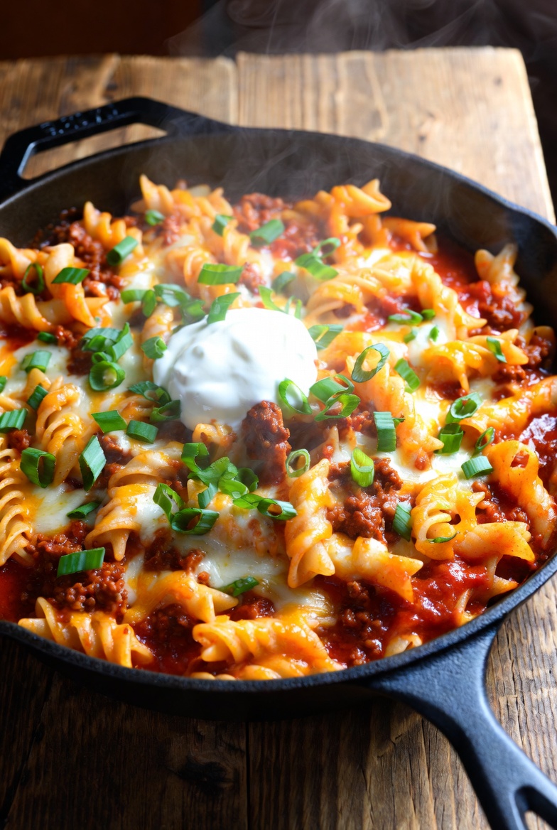 Mom's Famous One-Pan Cheesy Taco Pasta